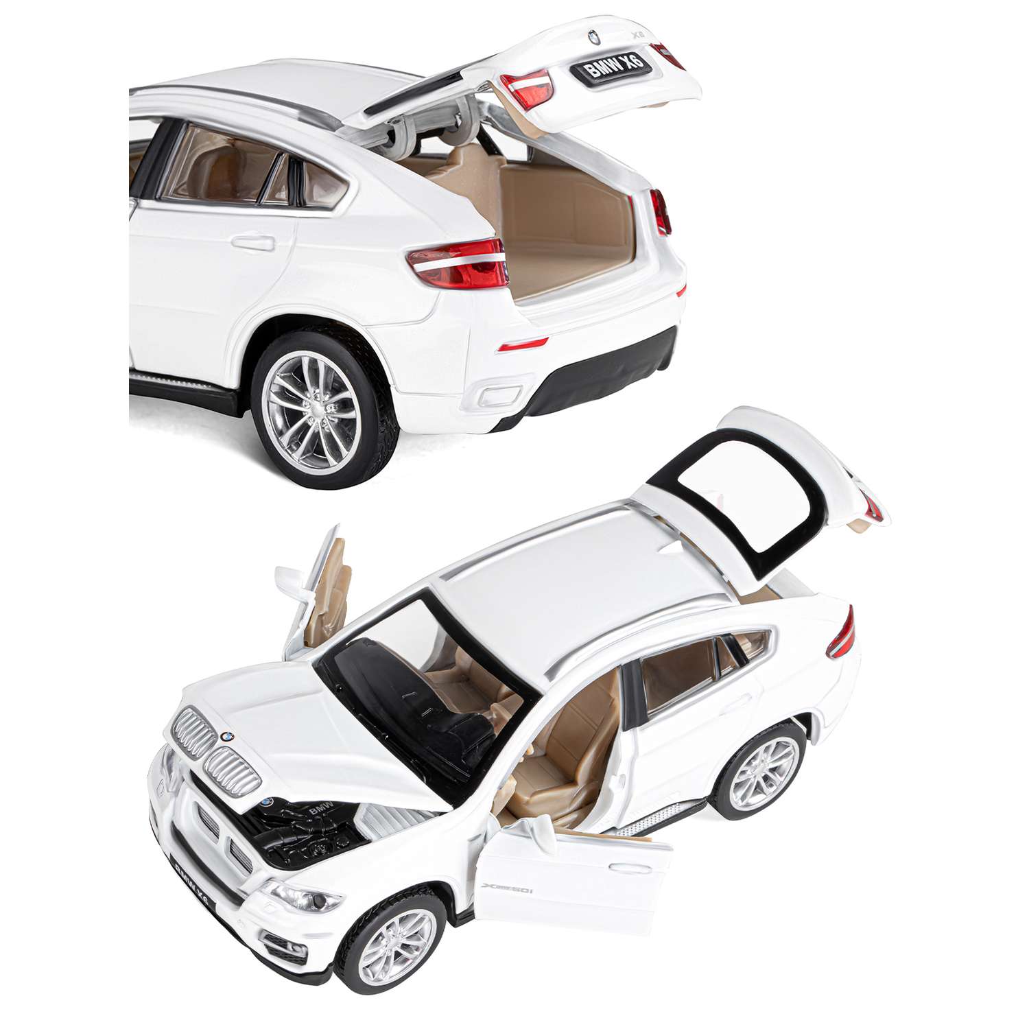 Машинка металлическая АВТОпанорама игрушка детская BMW X6 1:32 белый JB1251295 - фото 9