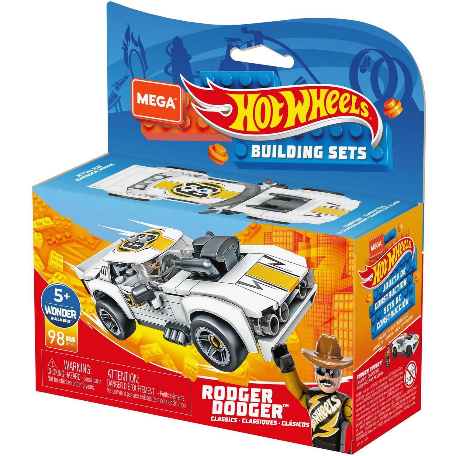 Конструктор Mega Construx Hot Wheels Машинка гоночная Роджер Доджер GYG33 - фото 3