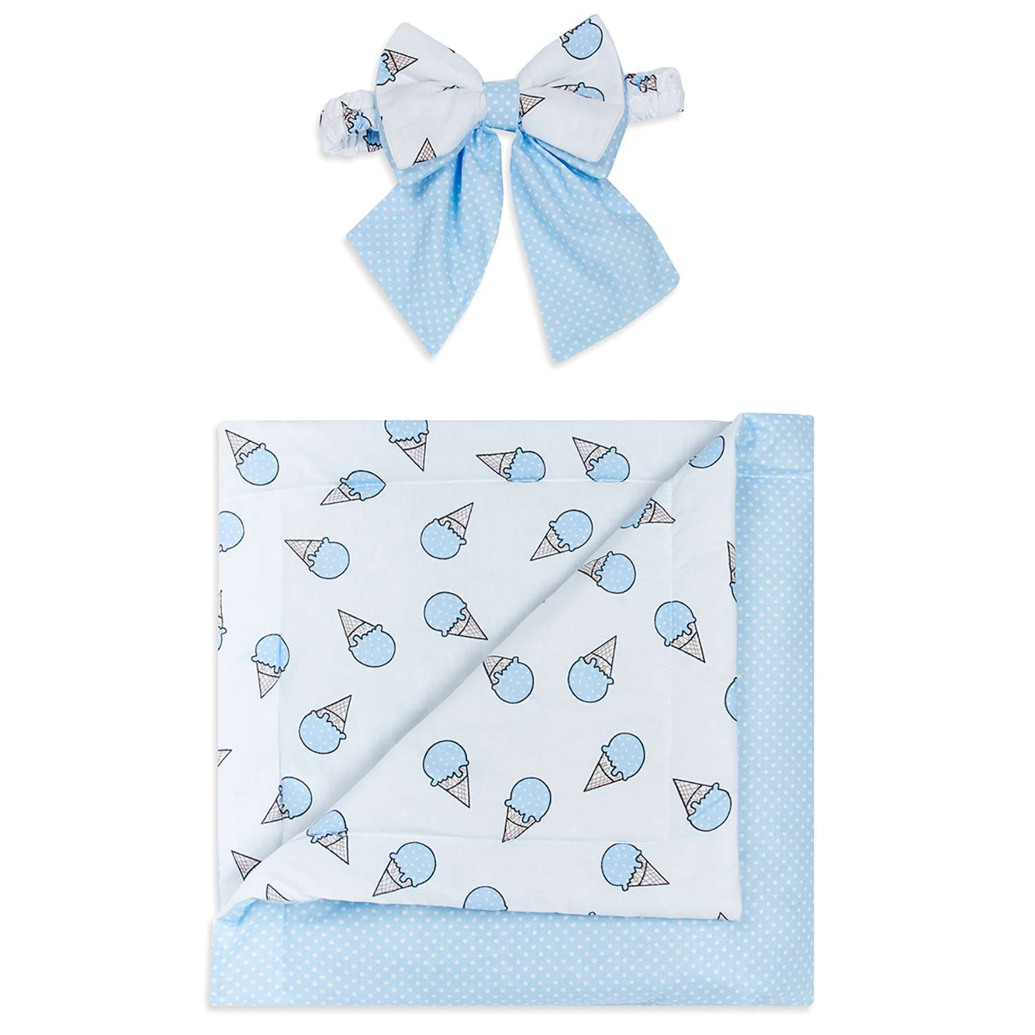 Конверт-одеяло Чудо-чадо для новорожденного на выписку Времена года мороженое/голубой - фото 2