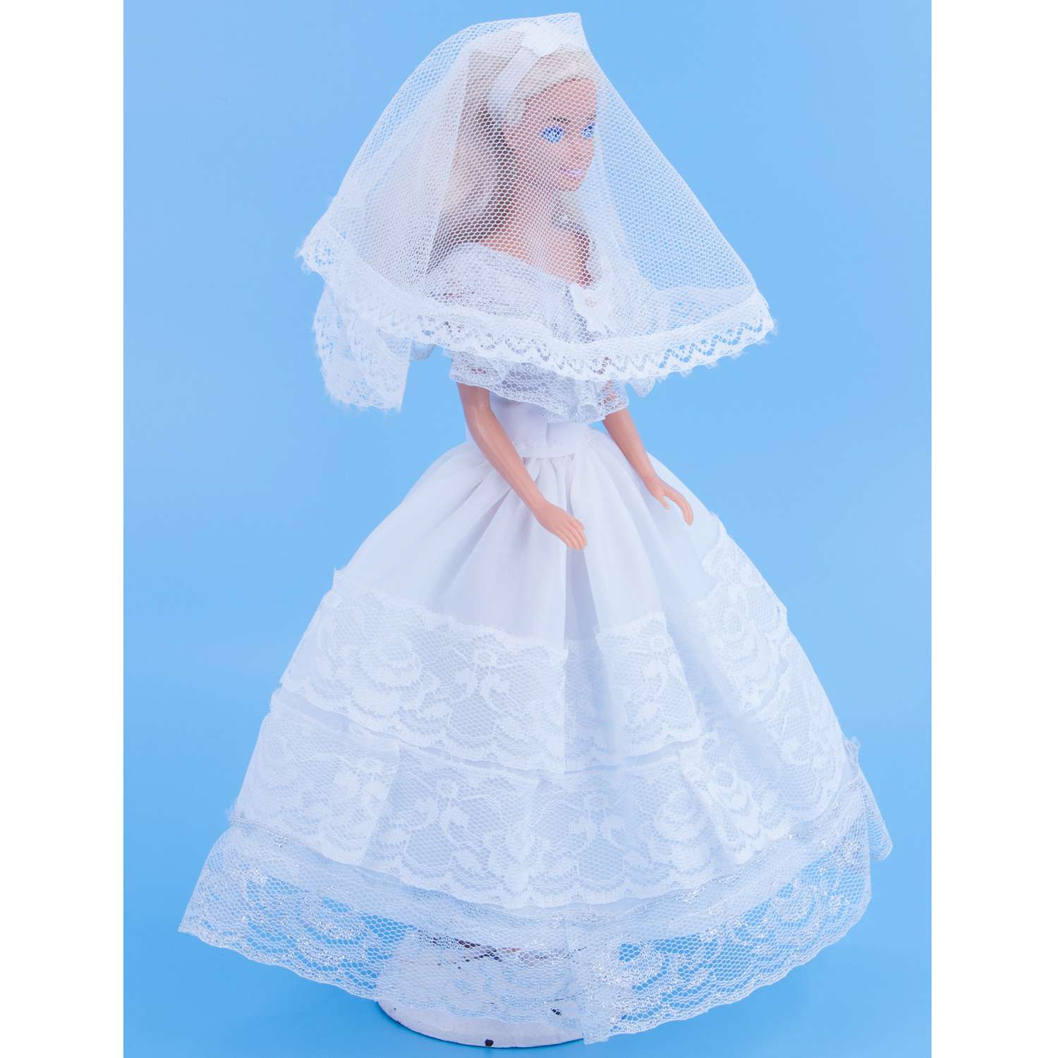 Одежда для кукол Модница 29 см Свадебное платье с фатой 1904 белый-серебро 1904белый&amp;серебро - фото 6