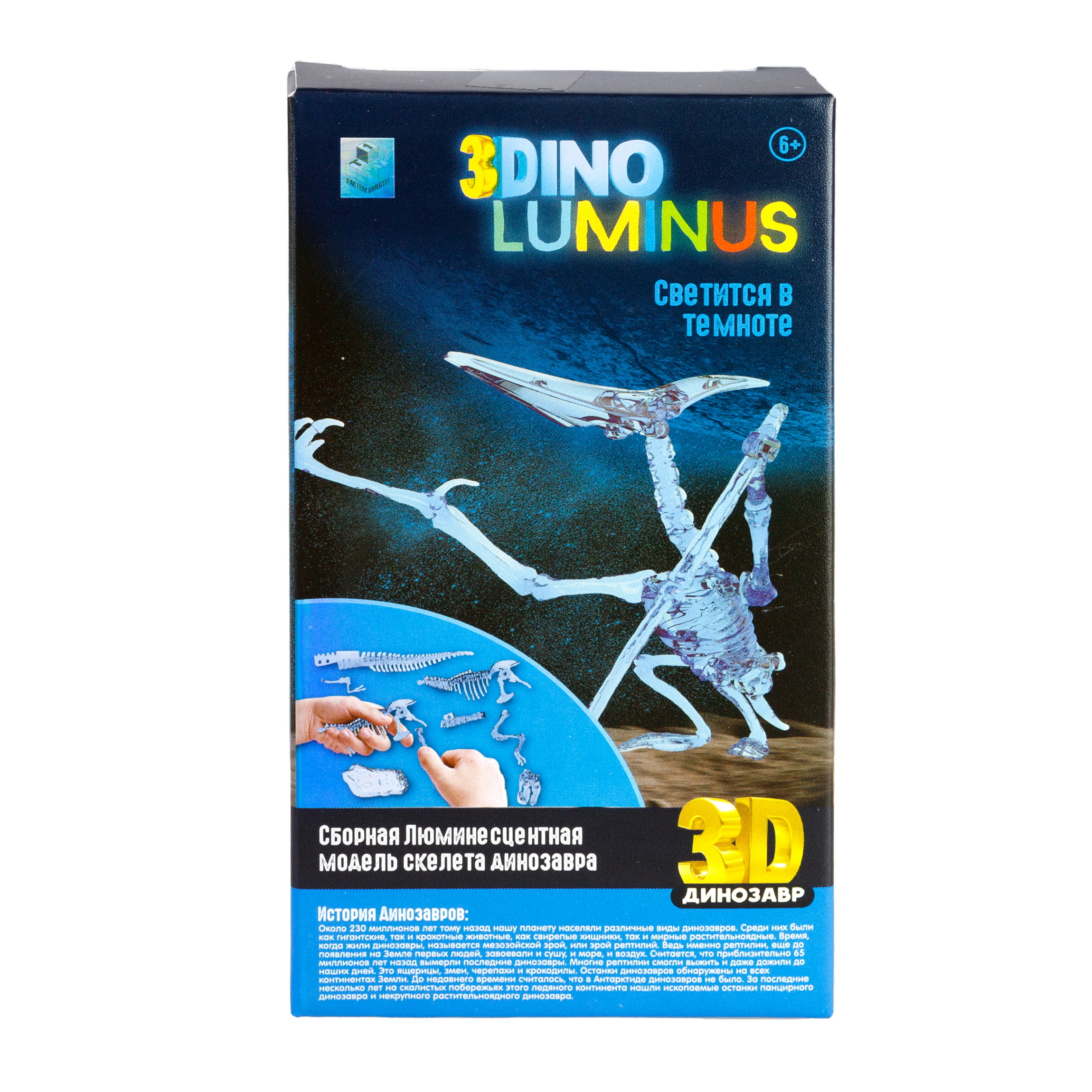 Сборная модель 1TOY 3dino luminus люминисцентный скелет динозавра - фото 4