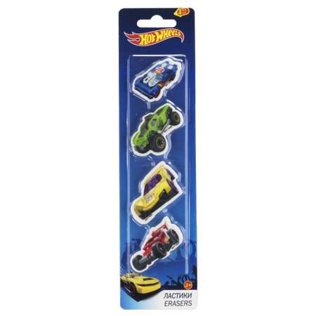 Набор ластиков Kinderline Hot Wheels фигурные 4шт HWFS-UA1-ERCOL-BL4