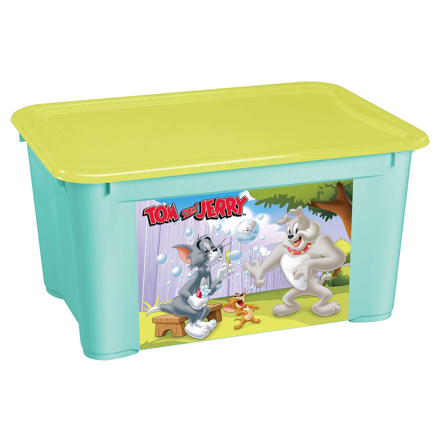 Ящик Пластишка Tom and Jerry L универсальный с аппликацией Бирюзовый - фото 1