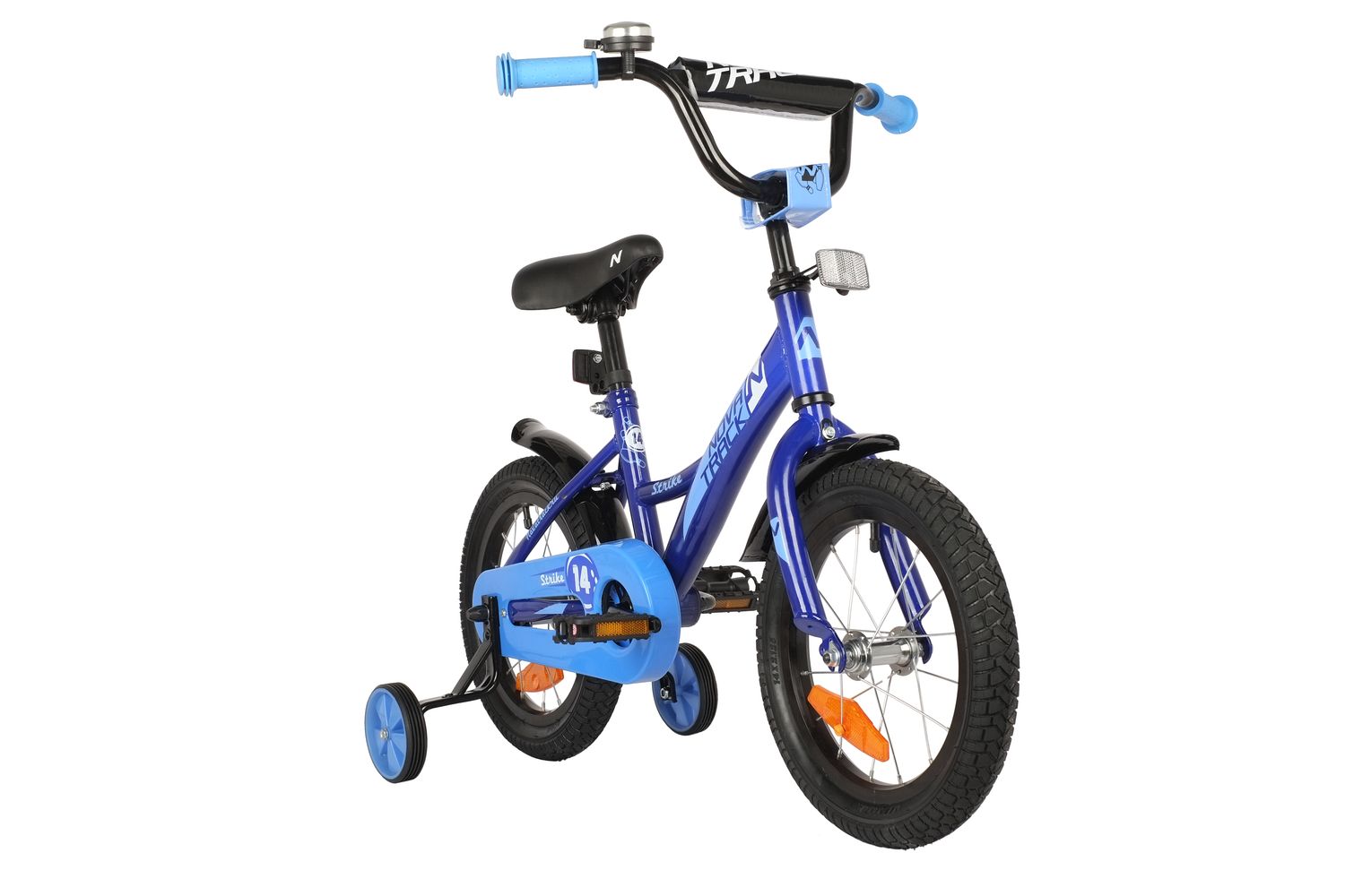 Велосипед 14 STRIKE синий NOVATRACK тормоз ножной - фото 1