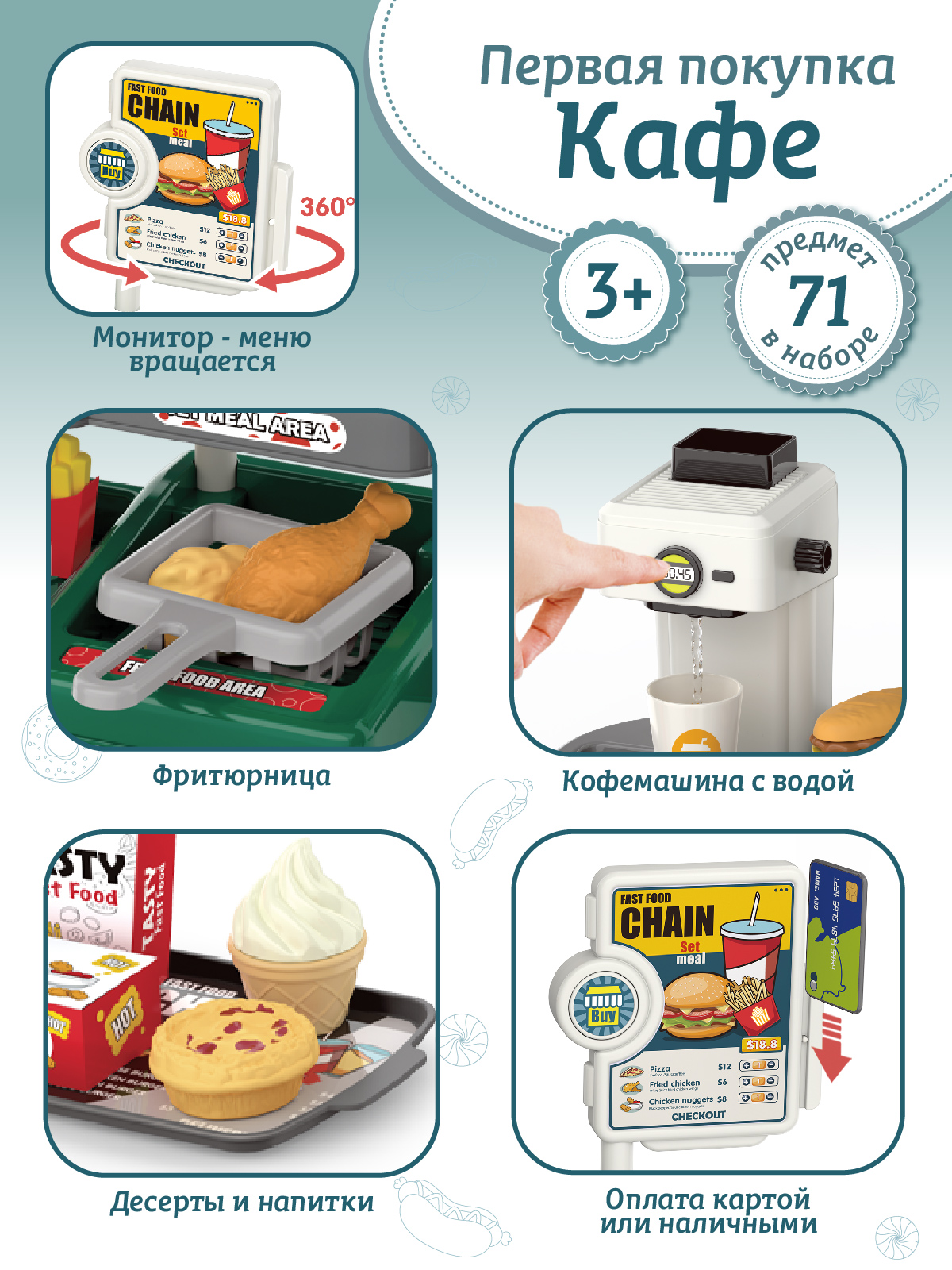 Игровой набор Кафе ДЖАМБО Магазин кофейня ресторан фастфуд - фото 2