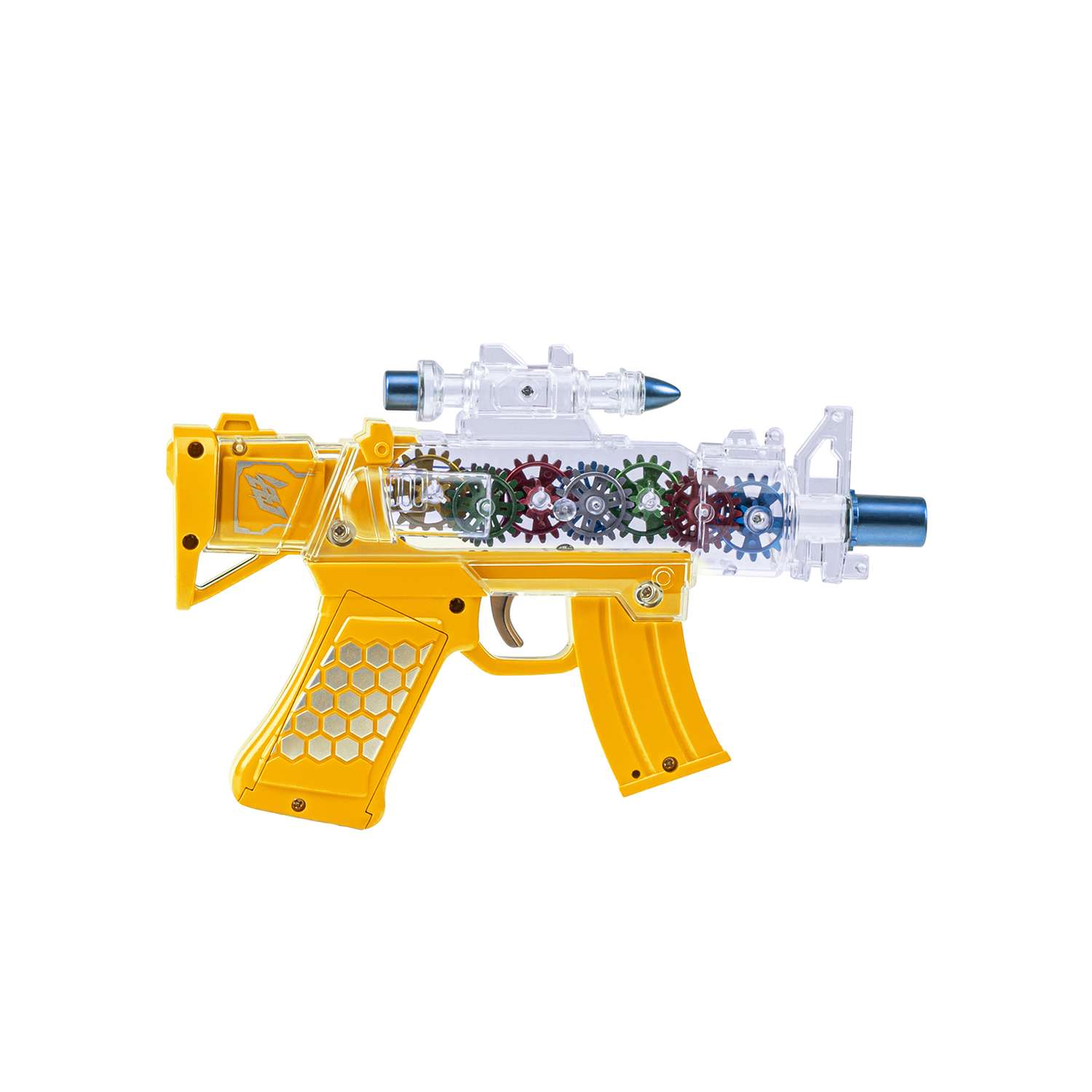 Игрушечное оружие Маленький Воин Автомат на батарейках Свет Звук Подвижные детали Цвет желтый - фото 7
