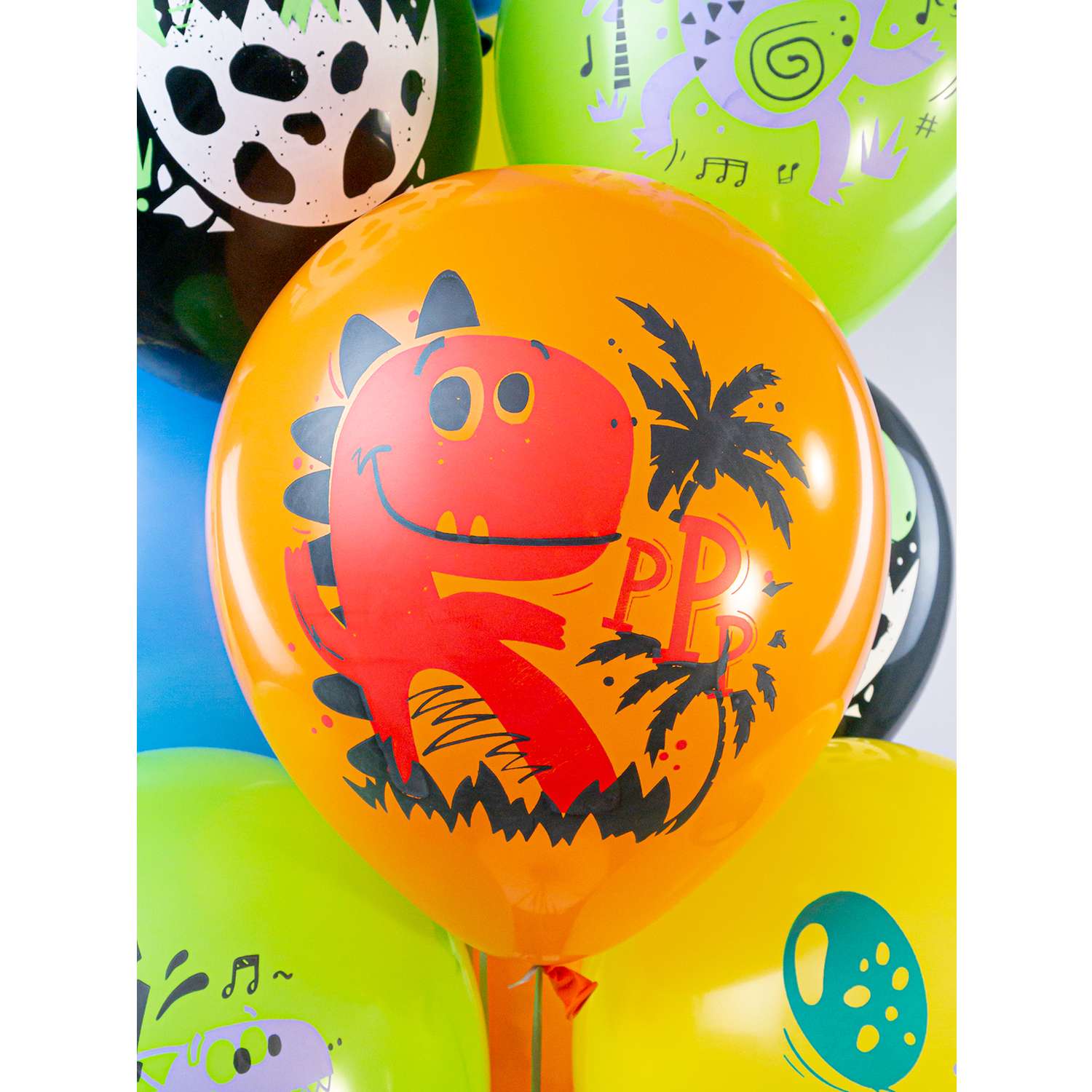 Воздушные шары для мальчика МИКРОС. Территория праздника «Веселые динозаврики» набор 10 штук - фото 4