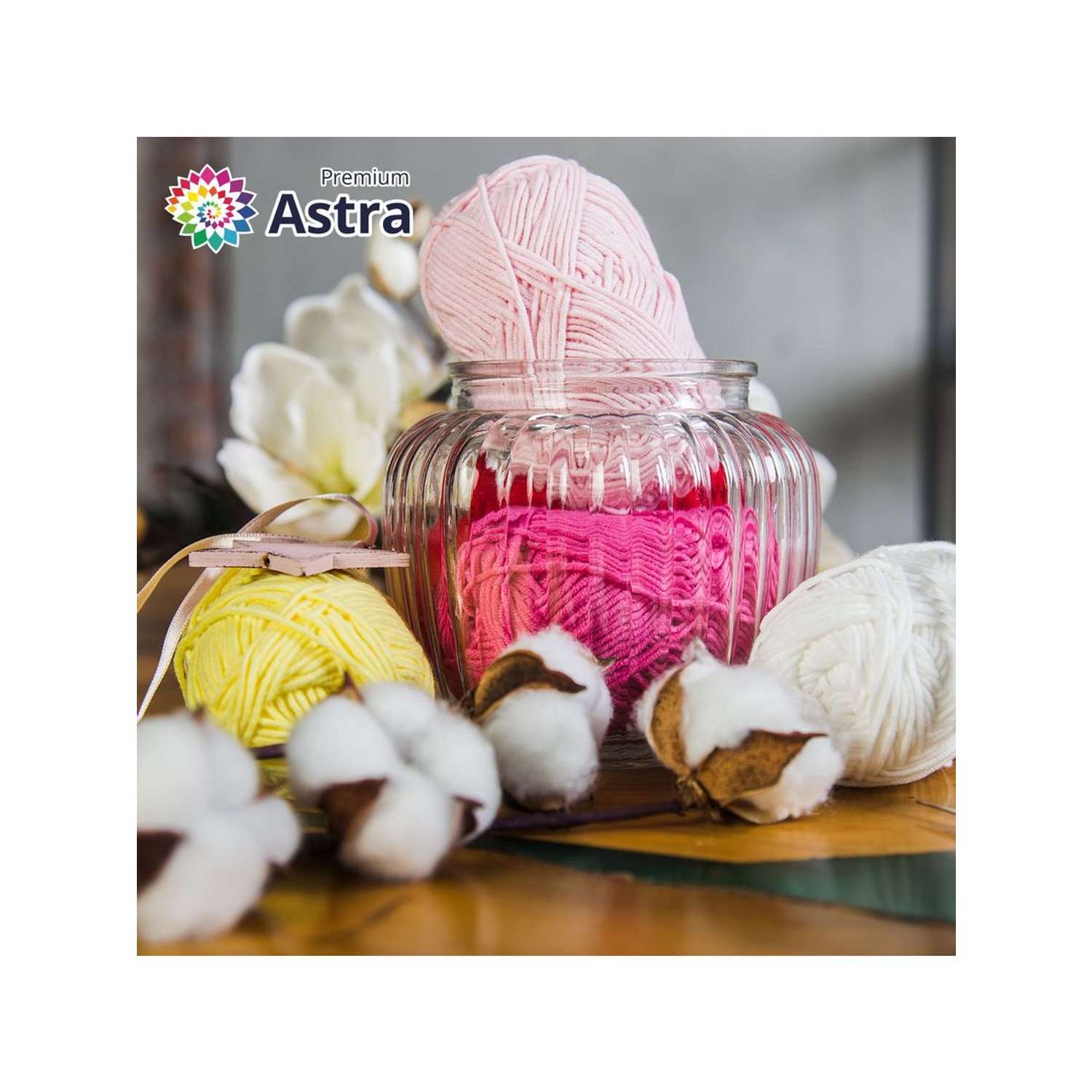 Пряжа для вязания Astra Premium джинс для повседневной одежды акрил хлопок 50 гр 135 м 110 розовый 4 мотка - фото 5