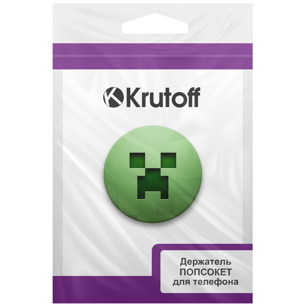 Пластмассовый держатель Krutoff для телефона Попсокет Minecraft - Лицо Крипера - фото 7