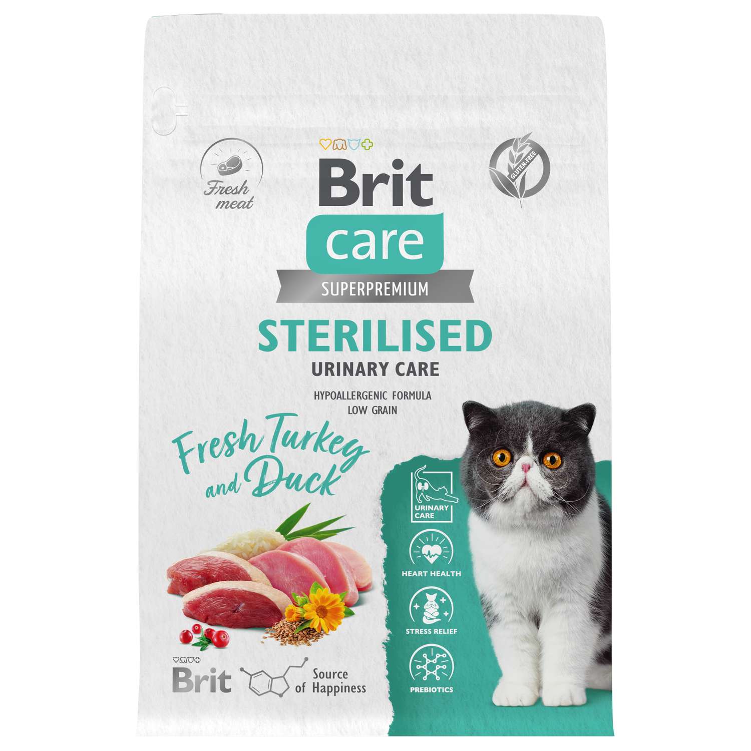 Корм для кошек Brit Care 0.4кг стерилизованных с индейкой и уткой сухой - фото 1