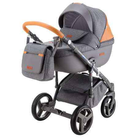 Коляска 2в1 BeBe-mobile Ravenna Sport V118 Серый+Серая кожа+Карамель кожання отделка