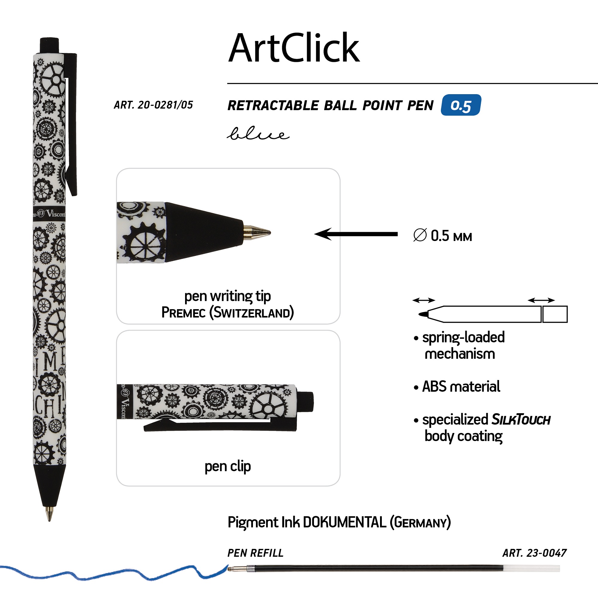 Набор из 5-ти шариковых ручек Bruno Visconti ArtClick Mix Five синие - фото 6