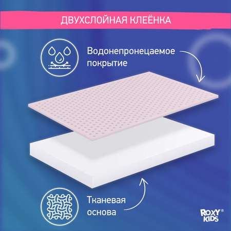 Клеенка-наматрасник ROXY-KIDS подкладная с резинками-держателями 70*100см цвет серо-розовый