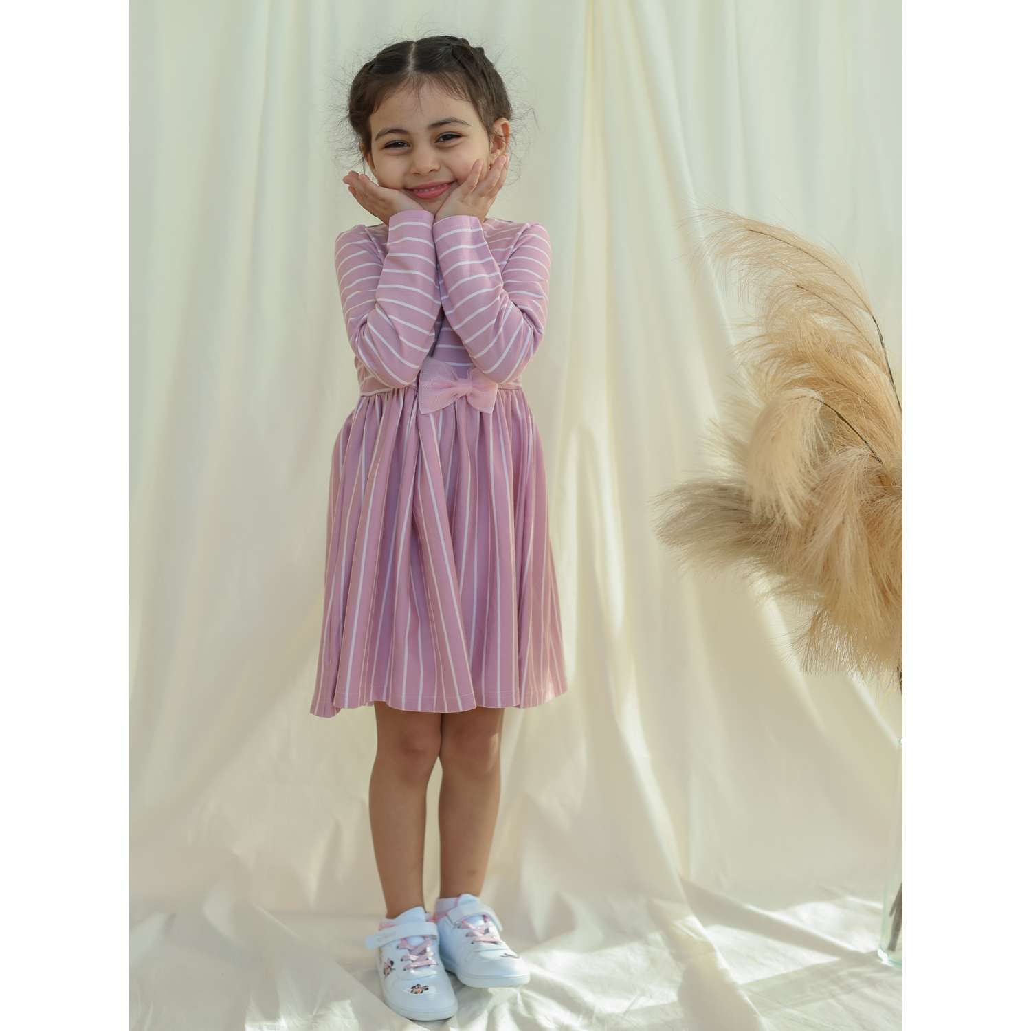 Платье Little Star 30931-розовый полоски фут - фото 5