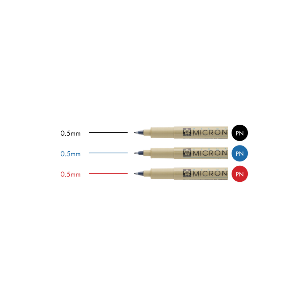 Набор капиллярных ручек SAKURA Pigma Micron PN толщина линии 0.4мм-0.5мм 3 цвета в блистере - фото 4