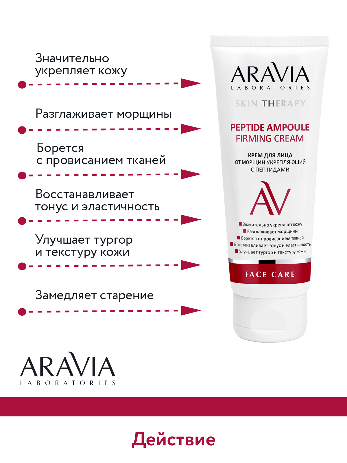Крем для лица ARAVIA Laboratories от морщин с пептидами Peptide Ampoule Firming Cream 50 мл - фото 5
