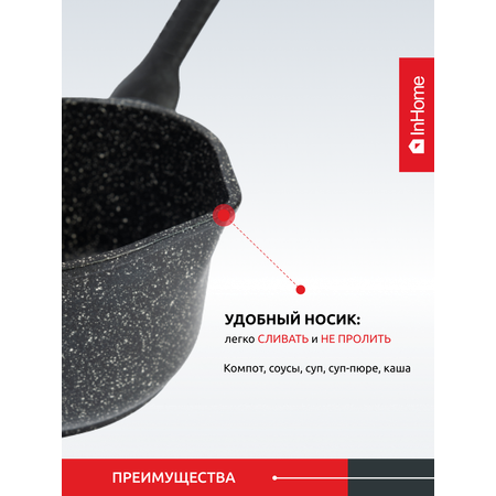 Ковш InHome индукционный антипригарное покрытие с крышкой IND09 1.5/G0
