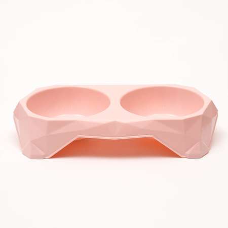Миска Пижон пластиковая двойная 33х16.5х6.5 см розовая 400 мл