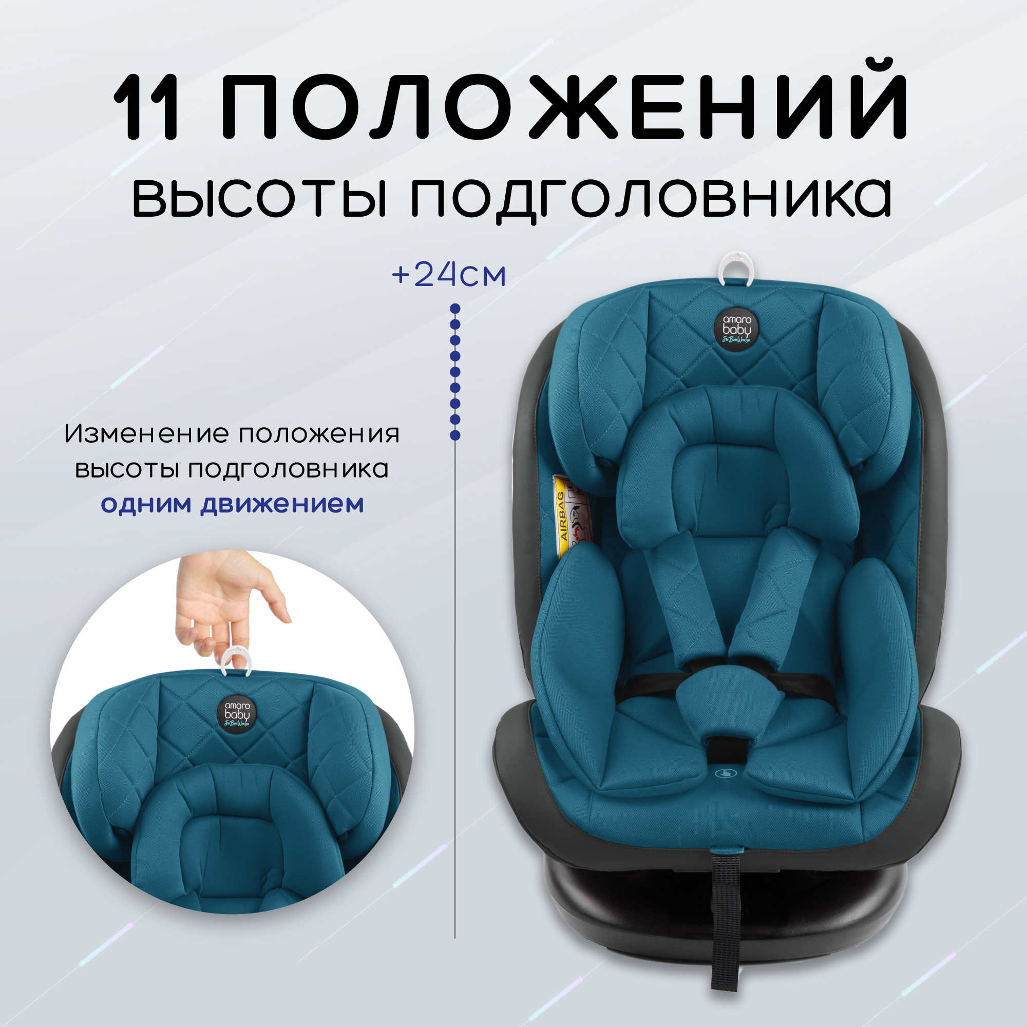 Автокресло Amarobaby Brilliant Isofix класс D группа 0+/1/2/3 Бирюзовый - фото 5