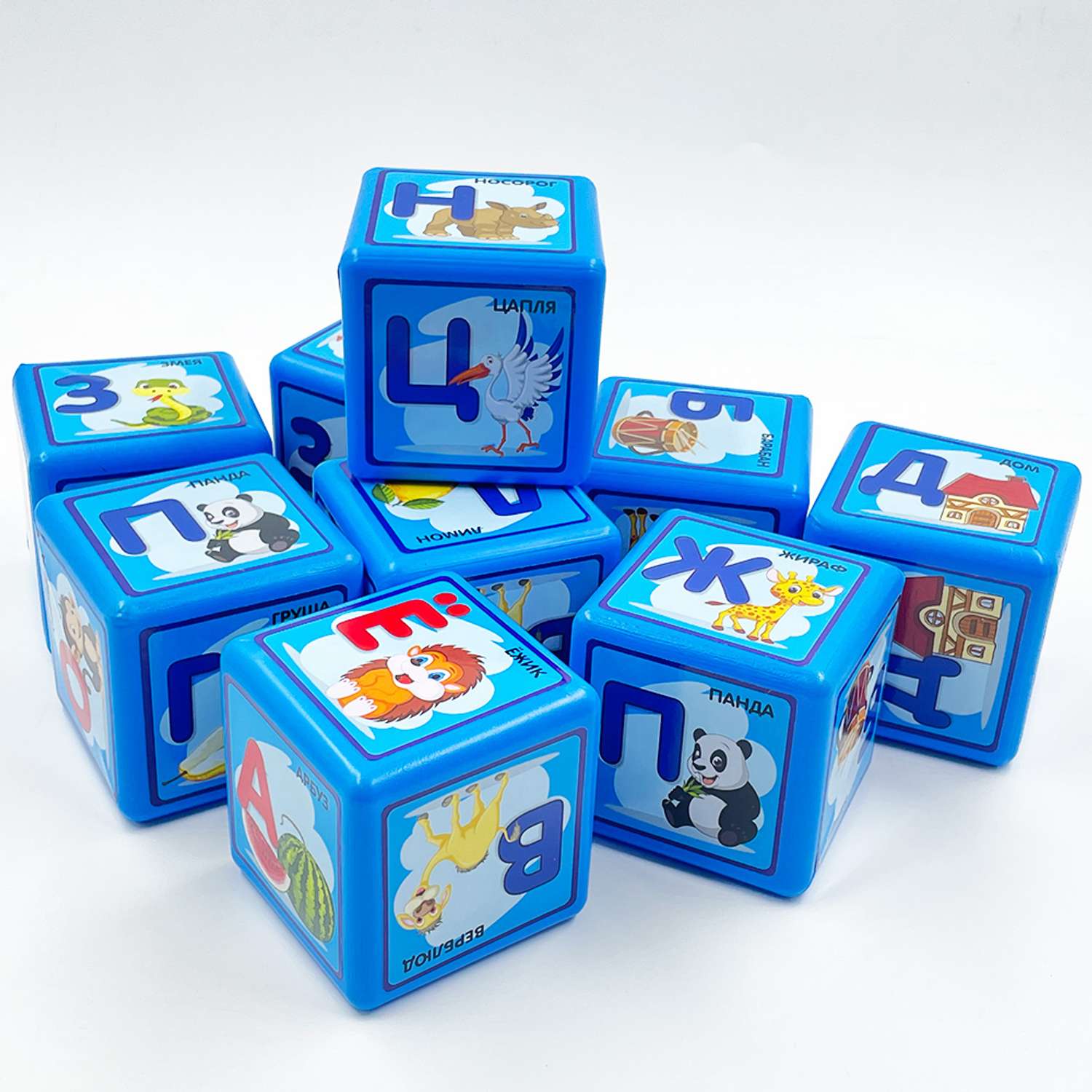 Кубики развивающие Colorplast «Азбука» 88 мм 9 шт - фото 8