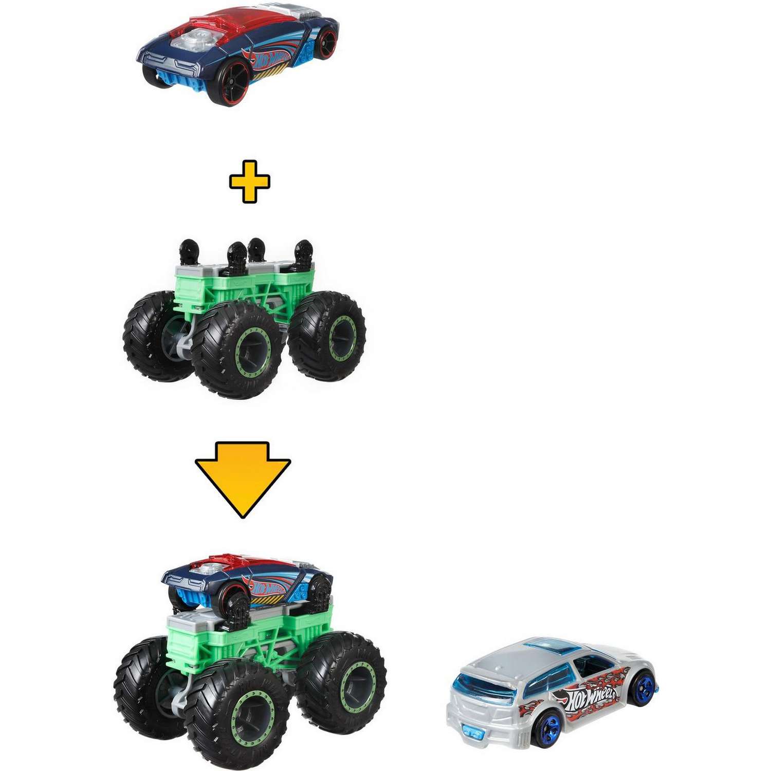 Набор Hot Wheels Monster Trucks Монстр-мейкер с 2машинками и шасси Зеленый GWW15 GWW13 - фото 6