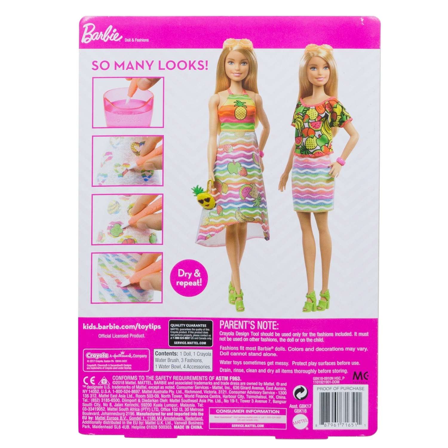 Кукла Barbie Крайола Радужный фруктовый сюрприз 1 GBK18 GBK17 - фото 4