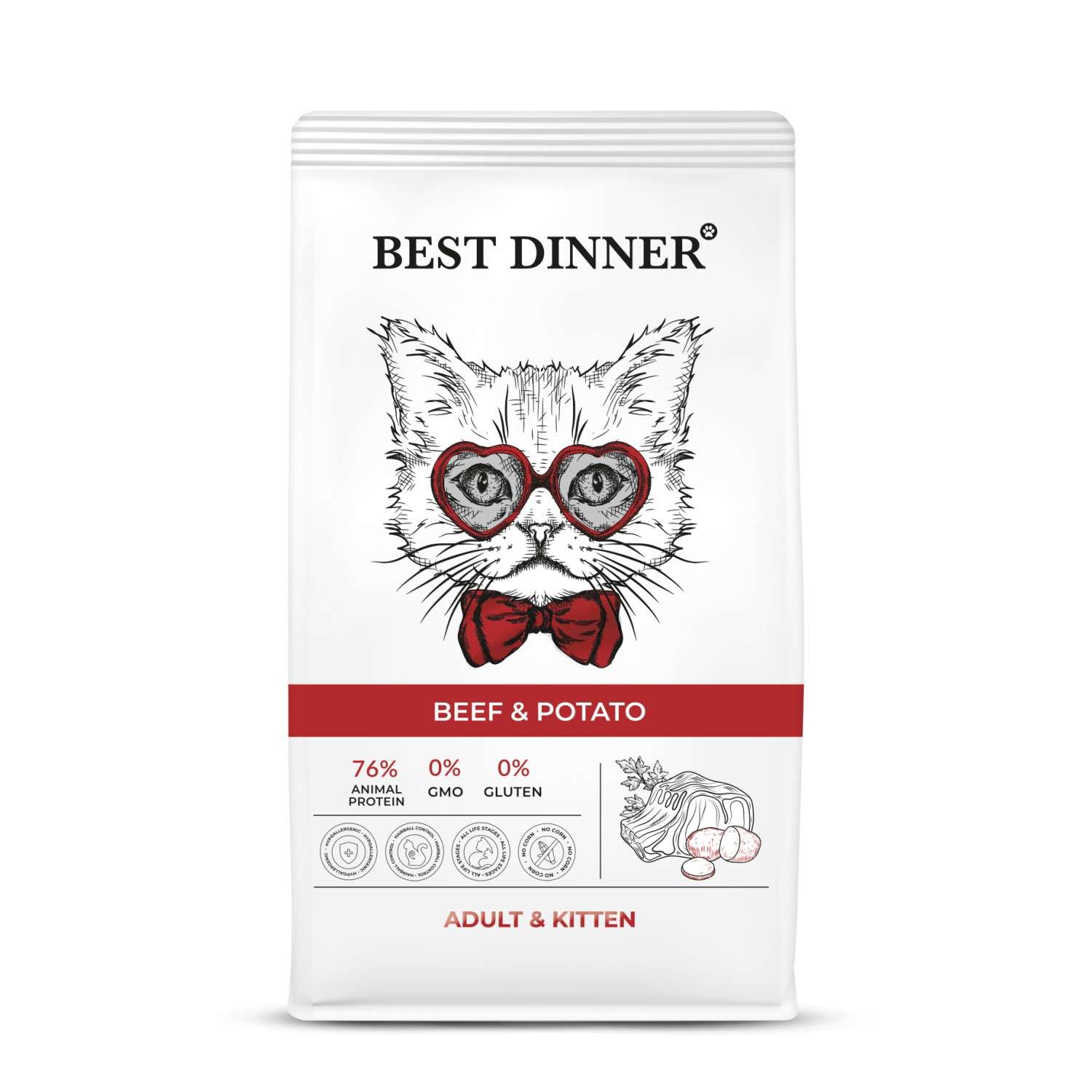 Корм для кошек Best Dinner 1.5кг Эдалт/Киттен говядина-картофель - фото 1