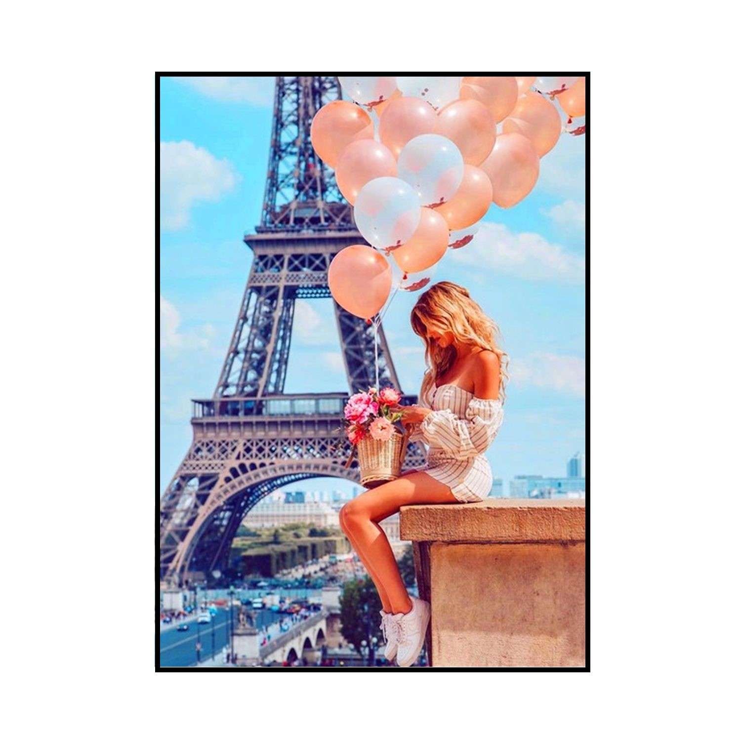 Алмазная мозаика Seichi Девушка с шариками в Париже 40х50 см - фото 2