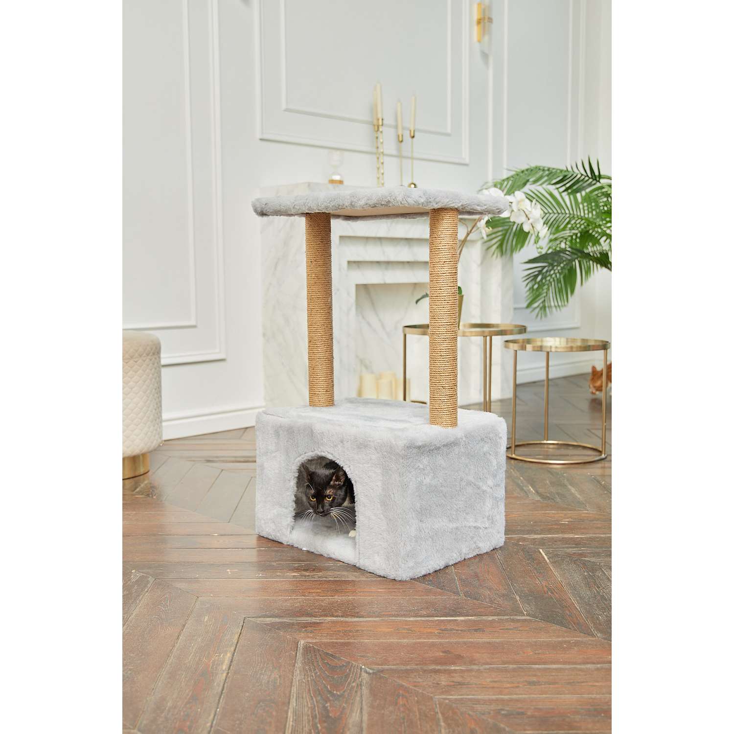 Когтеточка для кошек с домиком БРИСИ Серый - фото 5