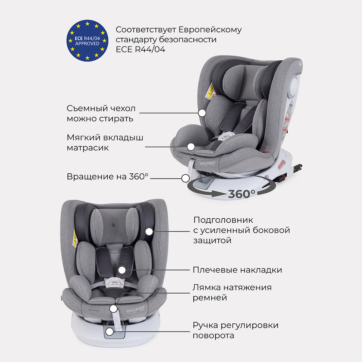 Автокресло Rant LB619 Drive isofix Active Line Grey группа 0-1-2-3 0-36кг - фото 8