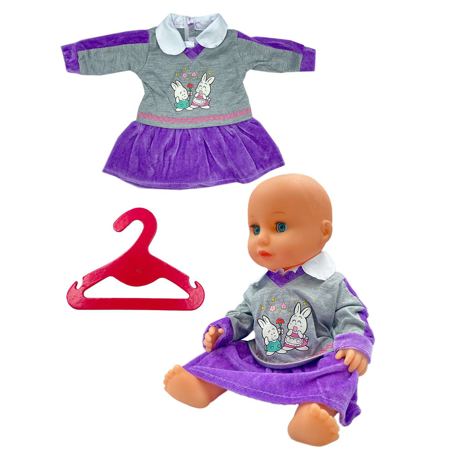 Одежда для пупса SHARKTOYS для кукол 38-43 см платье утепленное Зайка 33800015 - фото 1