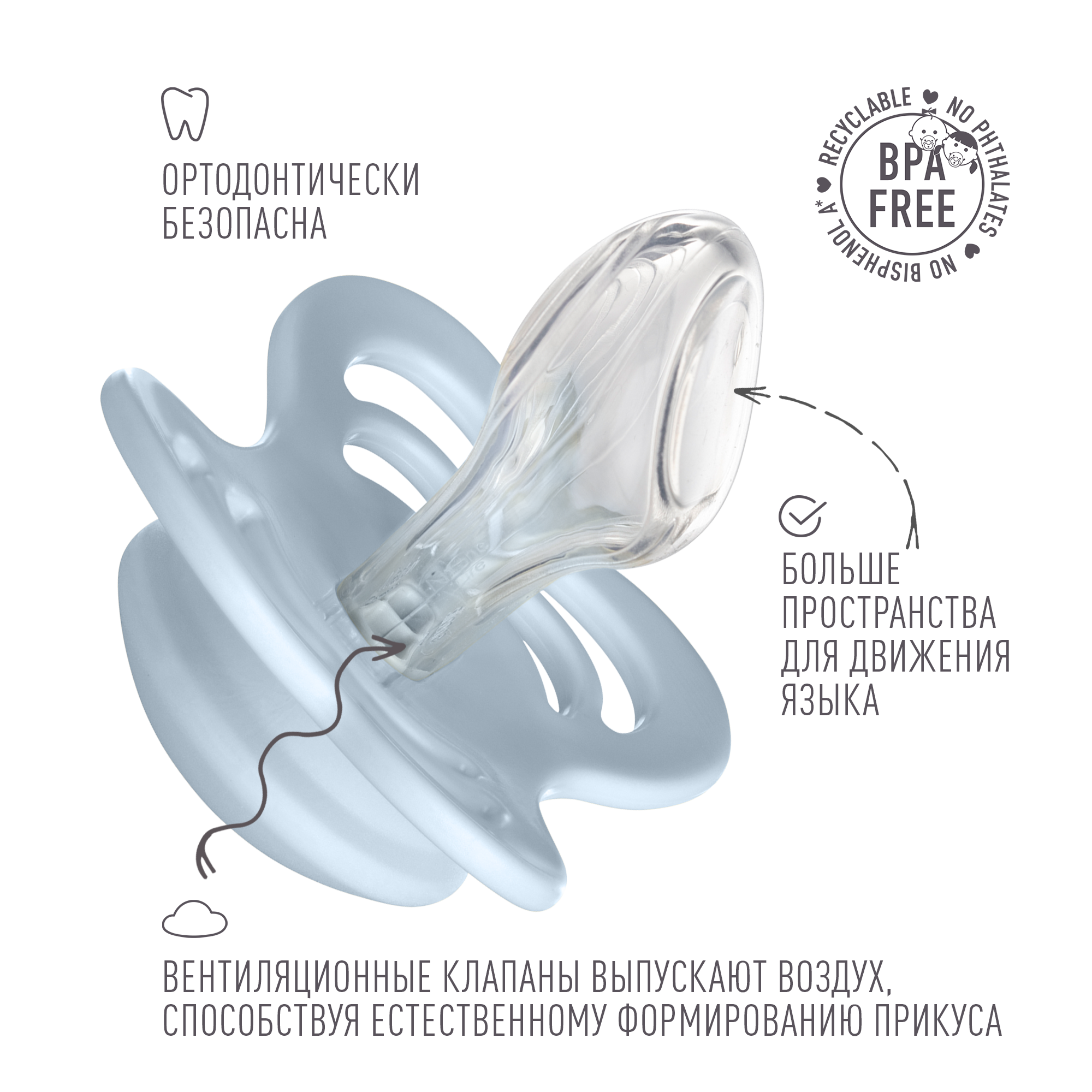 Соска-пустышка BIBS Couture Silicone Baby Blue 6+ месяцев - фото 3