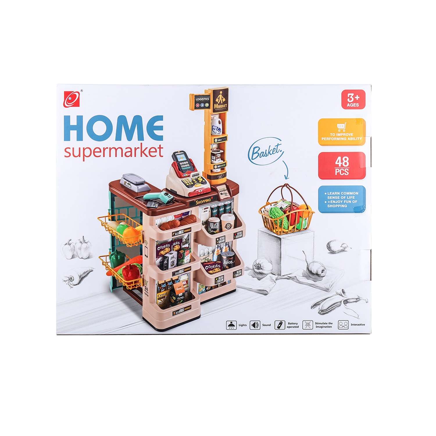 Игровой набор Jiacheng Супермаркет с корзинкой и продуктами 48 предметов - фото 4