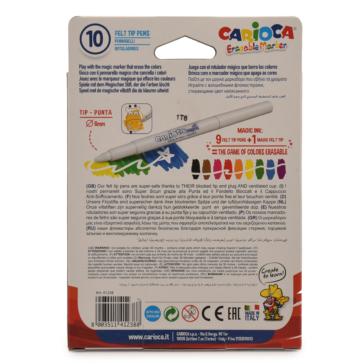 Фломастеры CARIOCA Universal ERASABLE 41238 стираемые 10 цв. - фото 2