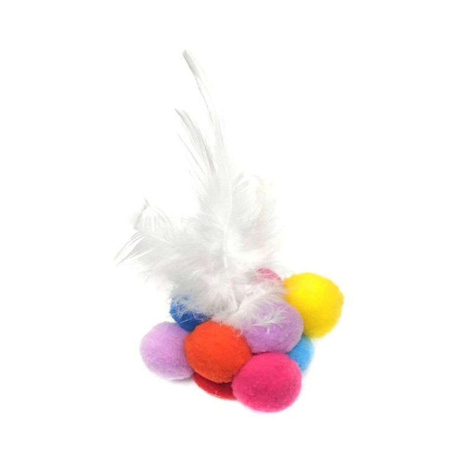 Игрушка для кошек Keyprods из плюшевых шариков с пёрышками белый - фото 1