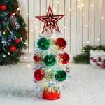 Ёлка Зимнее волшебство декор «Праздничная» перламутр 10х26 см красно-зелёный