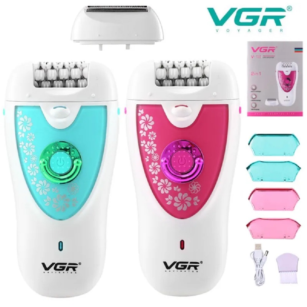 Эпилятор женский электрический CASTLELADY 2 в 1 для лица и бикини VGR V-722 профессиональный розовый - фото 3