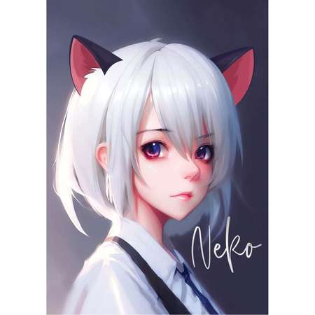 Тетрадь Meshu 40л А5 клетка Neko матовая ламинация тиснение фольгой ЕВРО MS_49798