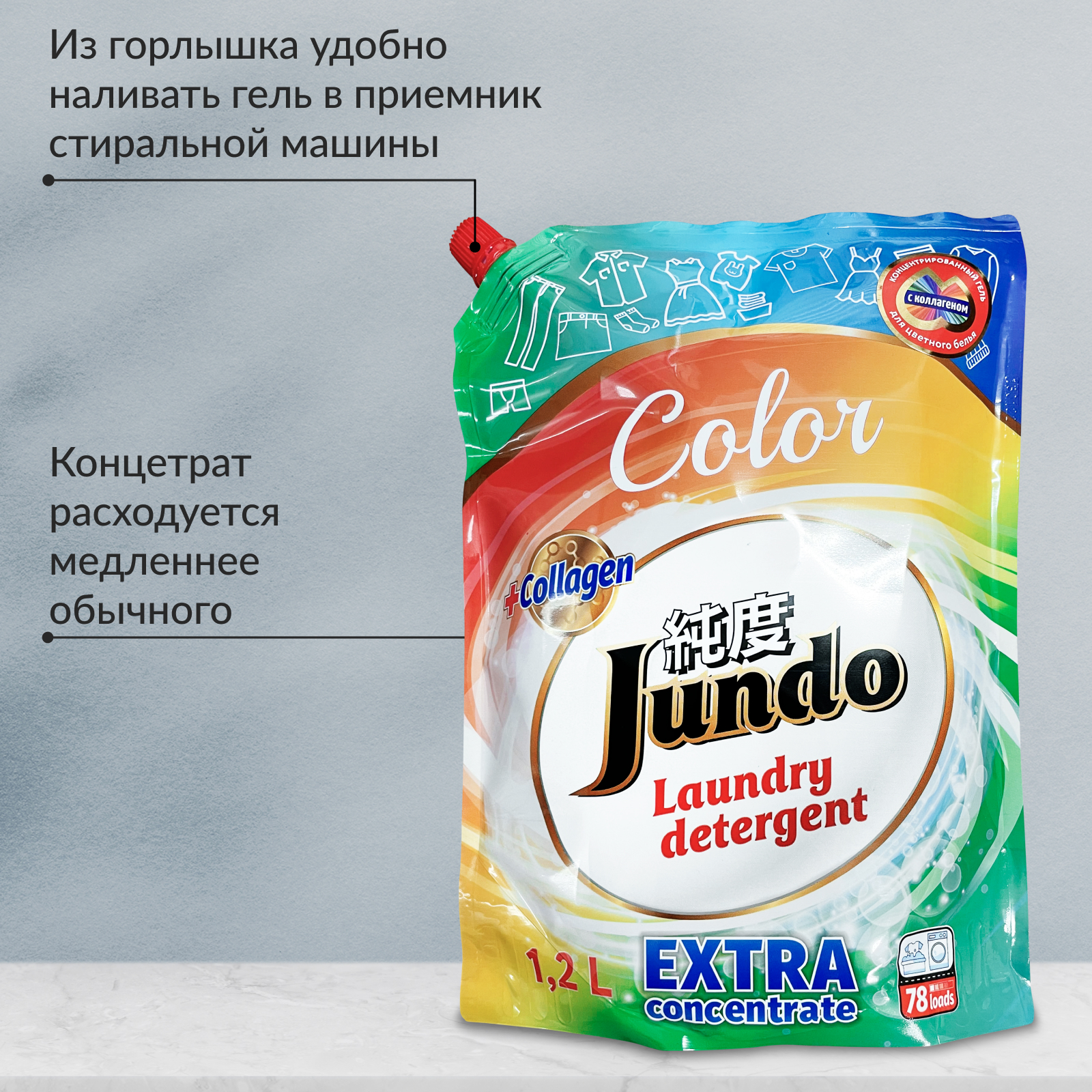 Гель для стирки белья Jundo Color 1200 мл 78 стирок концентрированный автомат жидкий порошок - фото 4