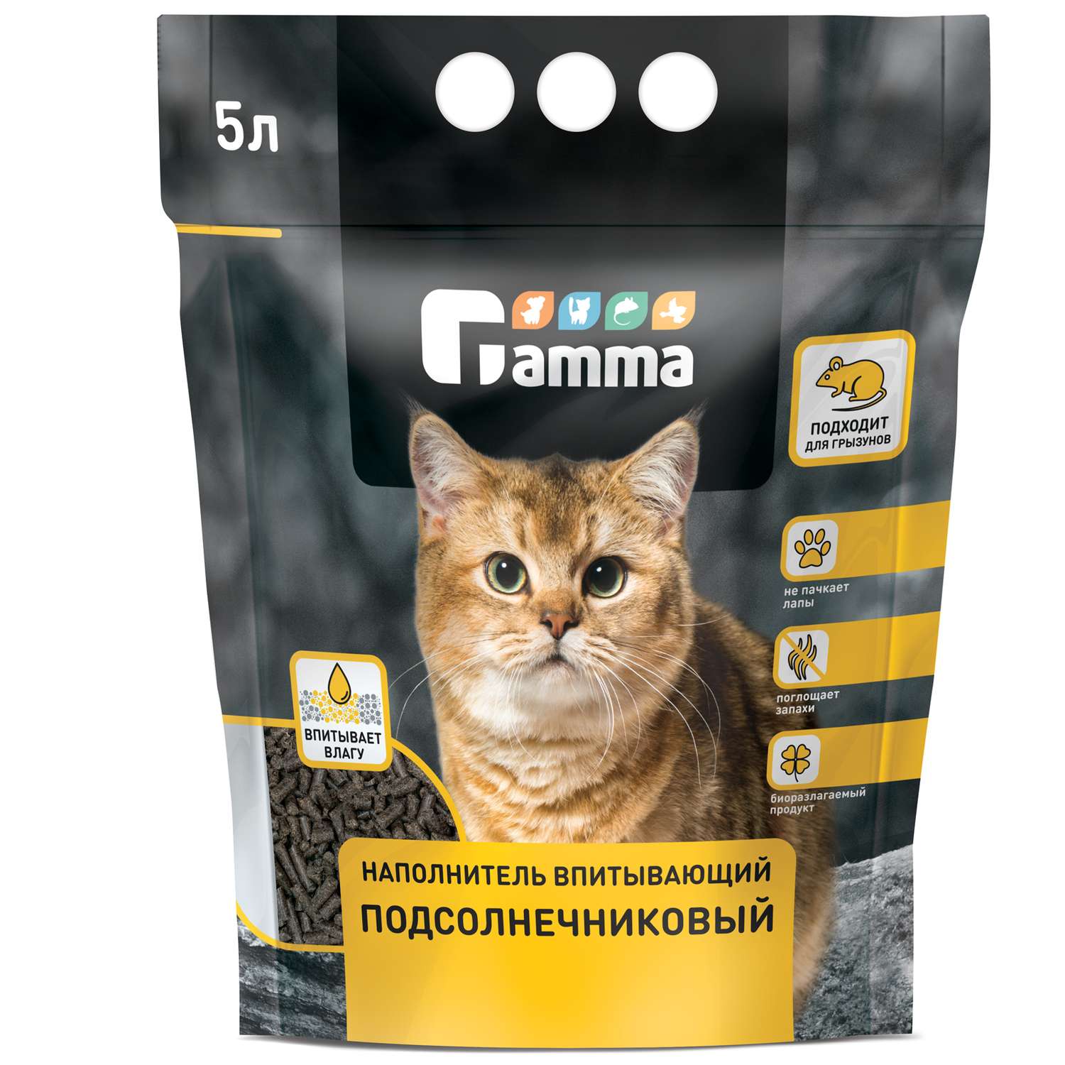 Наполнитель для кошек GAMMA растительный впитывающий 5л - фото 2