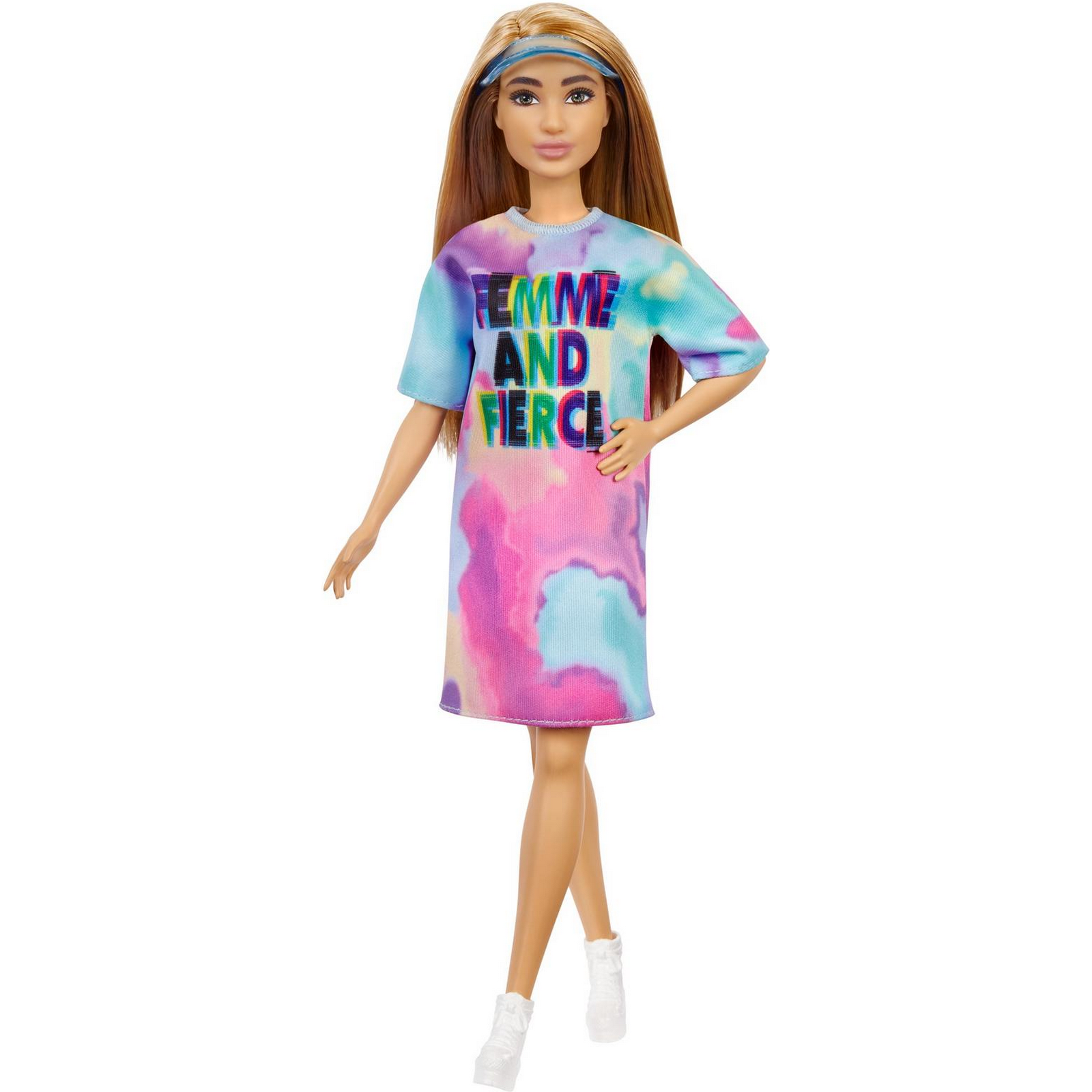 Barbie Fashionistas 147 With Long Brunette Hair And Striped Dress One Size