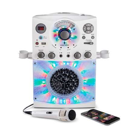 Караоке система Singing Machine с LED Disco подсветкой белый Bluetooth CD+G USB