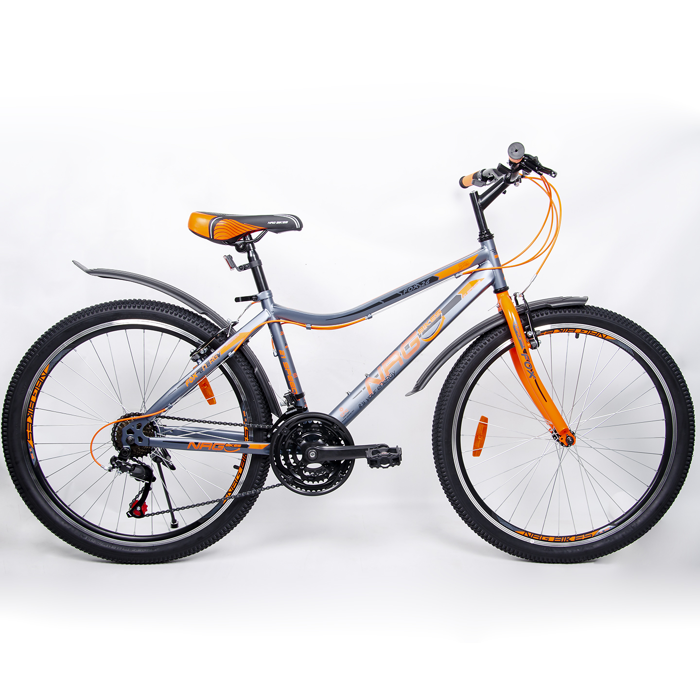 Велосипед NRG BIKES FOX 26 gray-orange-black - фото 8