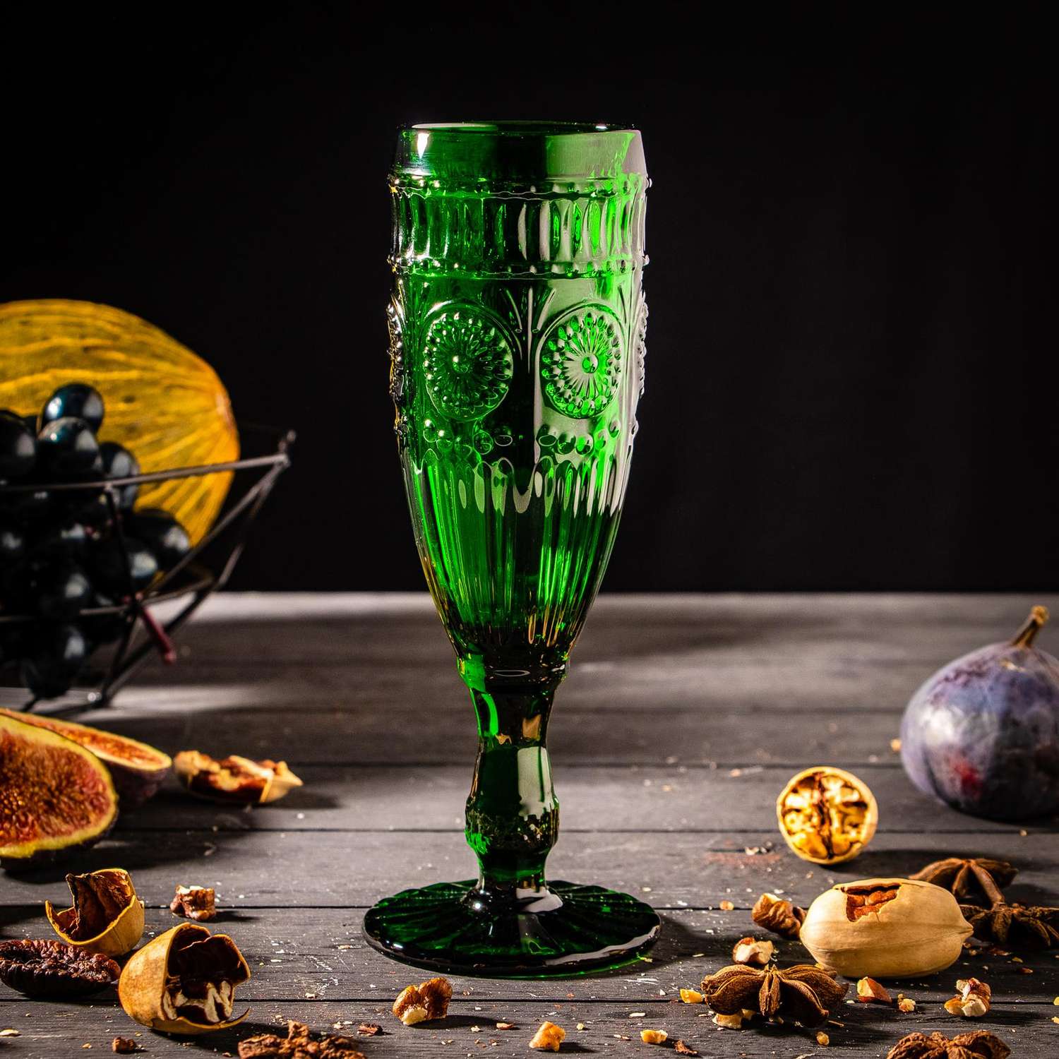 Бокал MAGISTRO стеклянный для шампанского «Ларго» 180 мл 7×19 7 см зелёный - фото 1