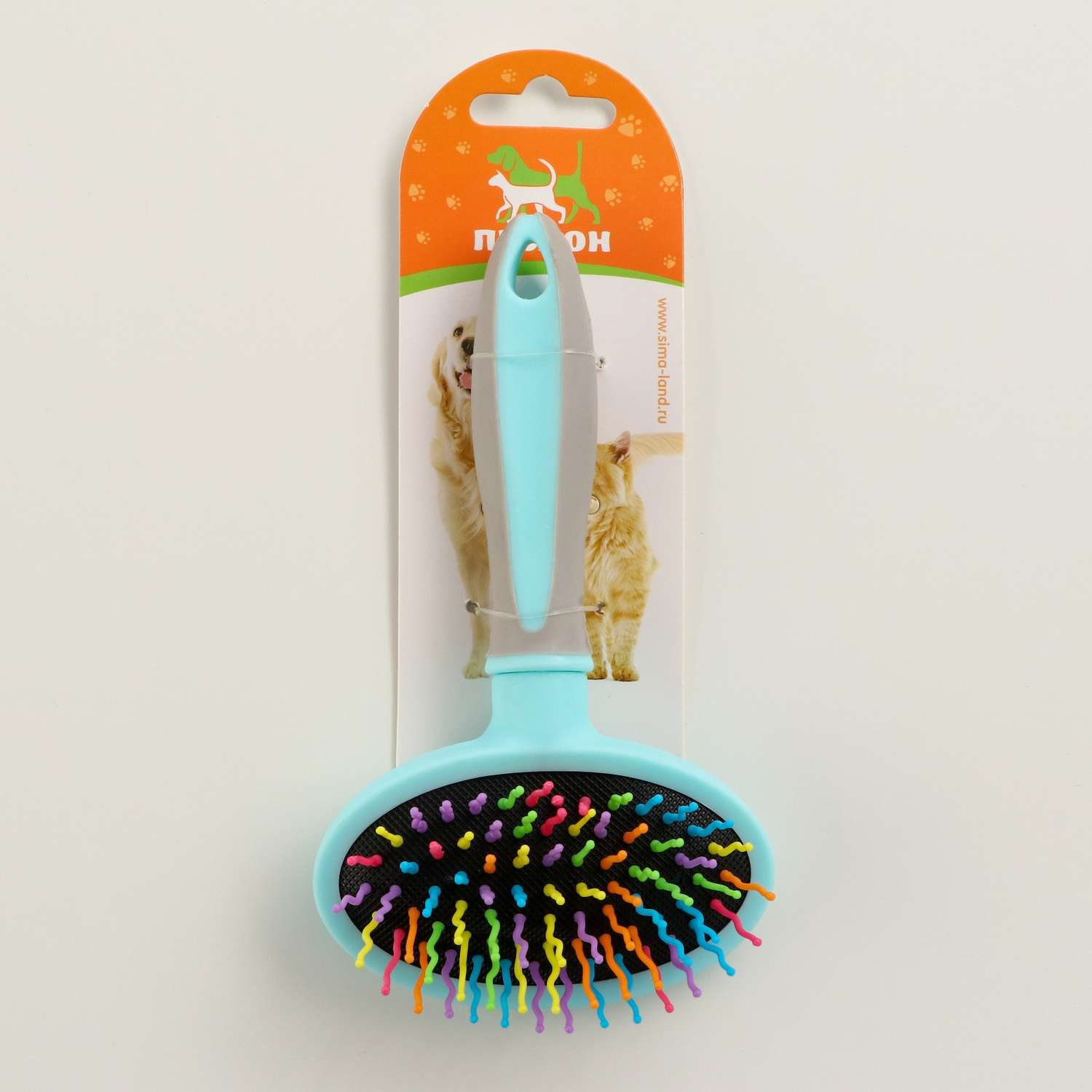 Пуходерка пластиковая Пижон мягкая с волнистыми зубьями средняя 9.5х16.5 см мятная - фото 1
