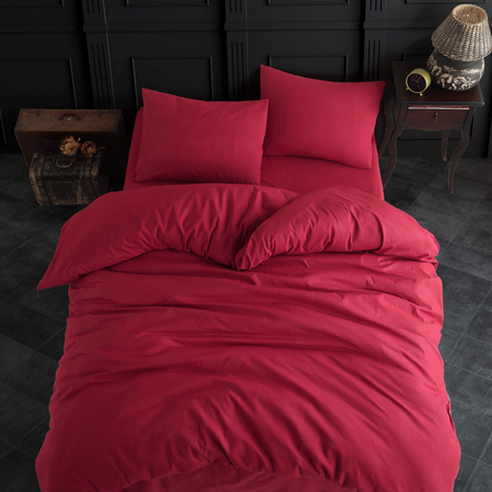 Комплект постельного белья ATLASPLUS размер Евро ранфорс хлопок цвет красный