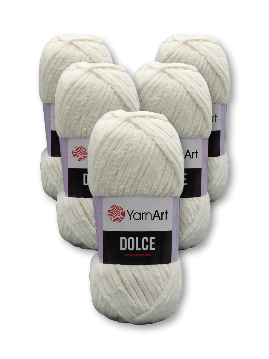 Пряжа для вязания YarnArt Dolce 100 гр 120 м микрополиэстер пушистая плюшевая 5 мотков 741 белоснежный - фото 3