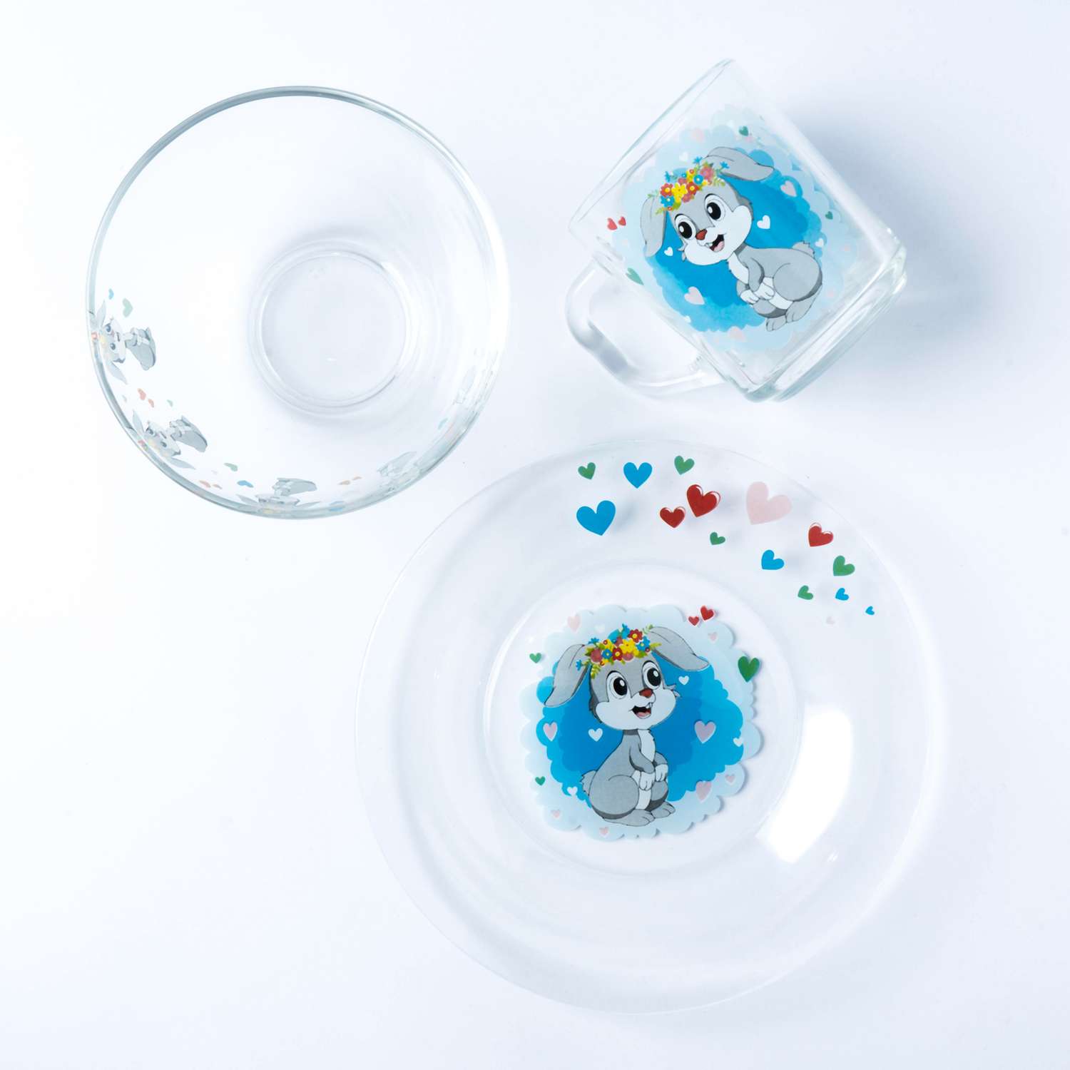 Набор посуды детский Доляна Зайчонок миска кружка тарелка - фото 1