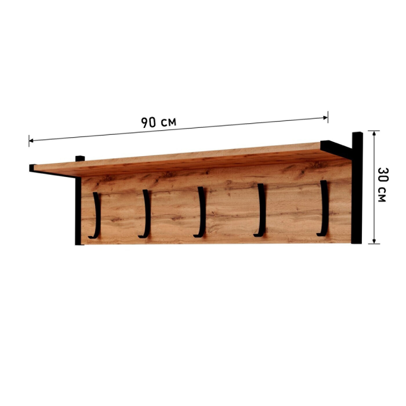 Вешалка настенная WoodSteel В стиле Лофт Chicago 90x30x20 см. Чёрный - фото 2