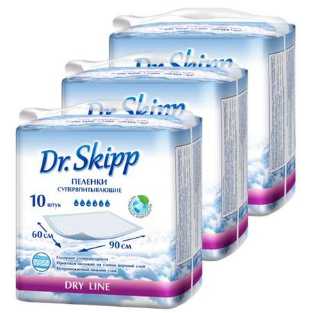 Пеленки впитывающие Dr.Skipp одноразовые 60x90 3 упаковки по 10 шт 8074